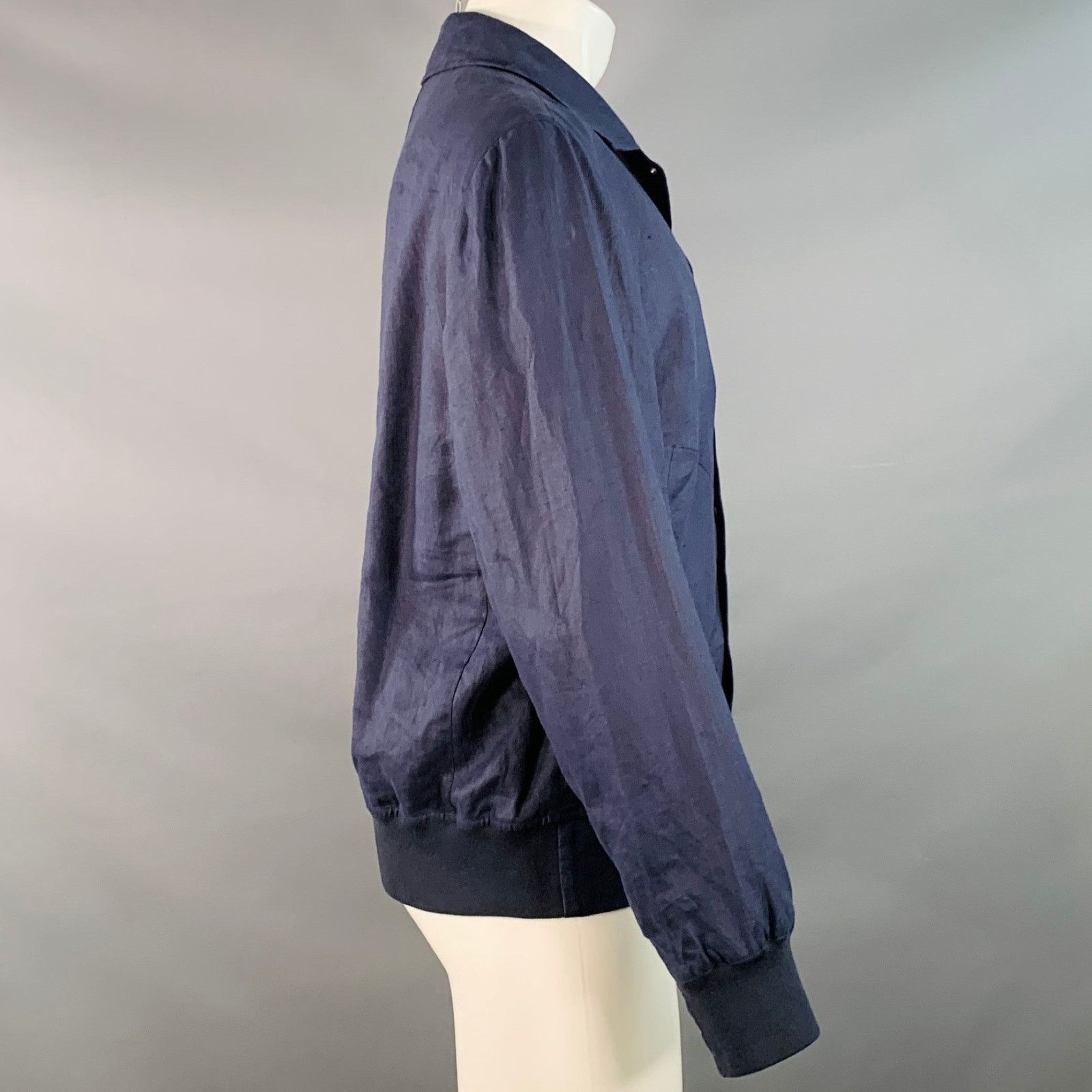 Brunello Cucinelli BRUNELLO CUCINELLI Size 40 Navy Red Twill Linen Snaps Jacket Size US M / EU 48-50 / 2 - 2 Thumbnail