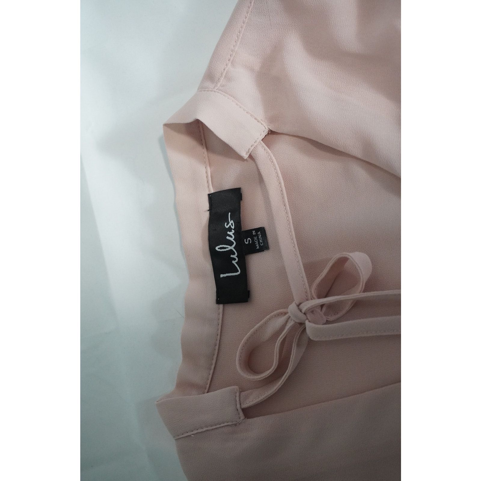 Lulus Lulus Blush Pink Long Sleeve Blouse Tie Neck Button Front Size S / US 4 / IT 40 - 4 Thumbnail