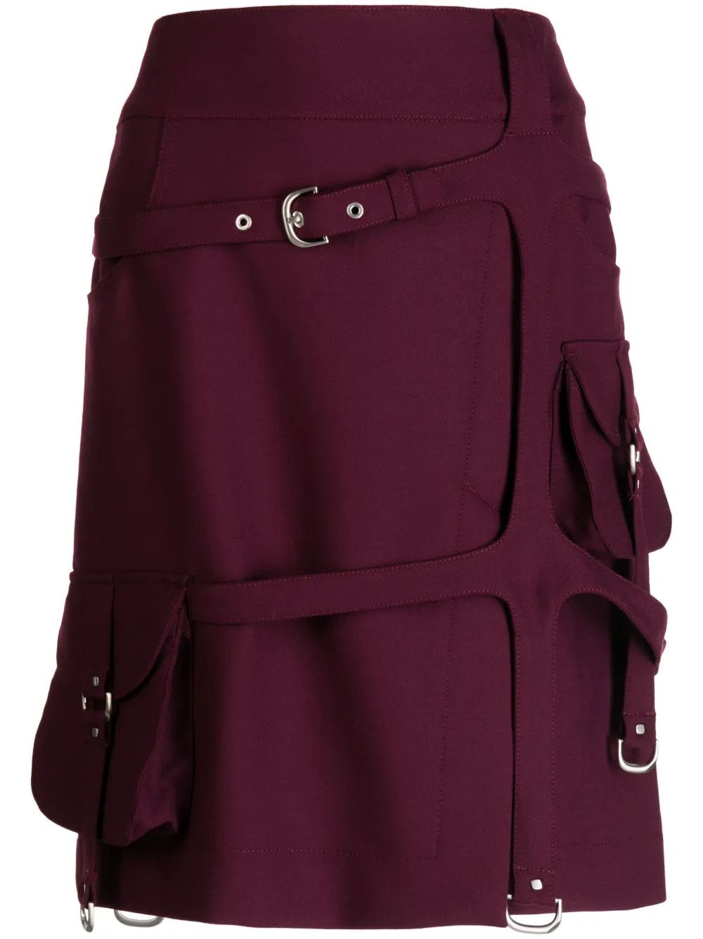 Off-White o1y1225 Mini Skirt in Burgundy Size 26" / US 2 / IT 38 - 1 Thumbnail