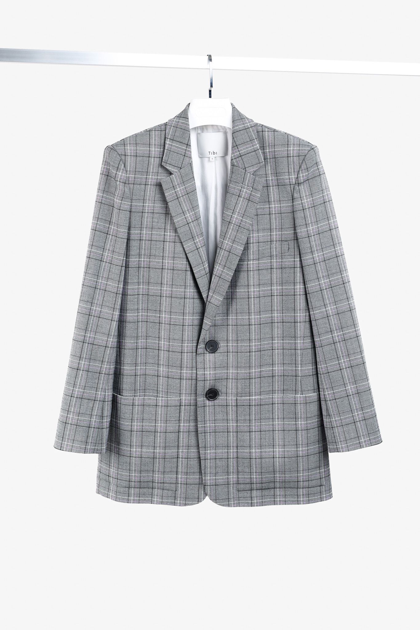 Tibi Tibi James Grey Black Purple Tartan Suiting Blazer Size M / US 6-8 / IT 42-44 - 1 Thumbnail