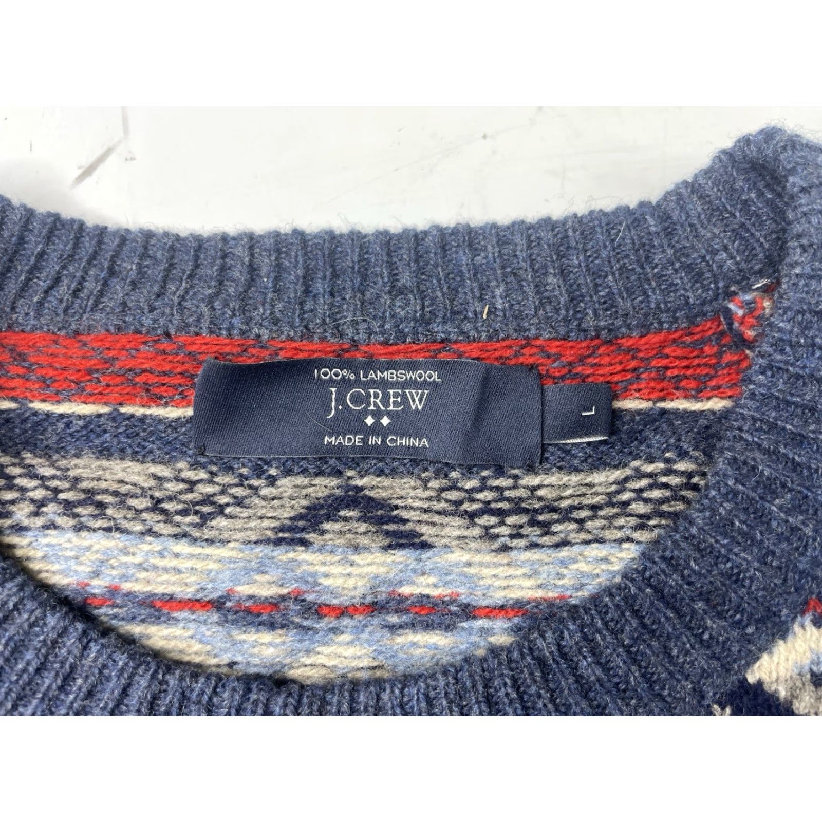 J.Crew VINTAGE J.CREW Sweater Crew Neck Long Sleeve Pullover Blue 100% Lambswool Classic L Mens Fair Isle Knit Nordic Fall Winter Skiing Size US L / EU 52-54 / 3 - 2 Thumbnail