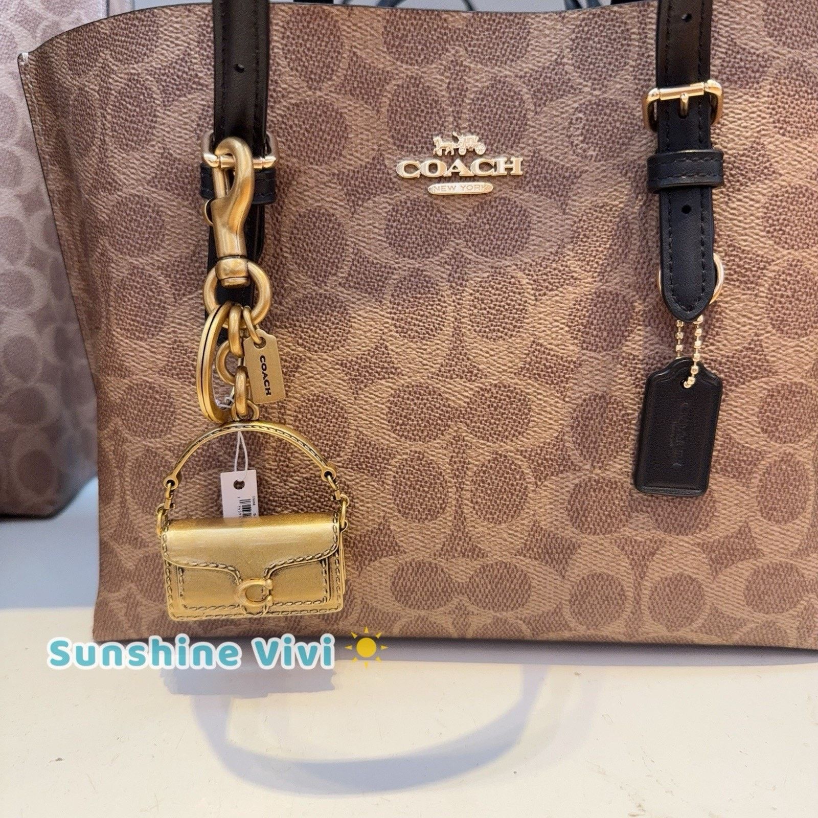 Coach NWT Coach 3D Tabby Bag Charm Brass Keychain Key CS246 Brass Size ONE SIZE - 3 Thumbnail