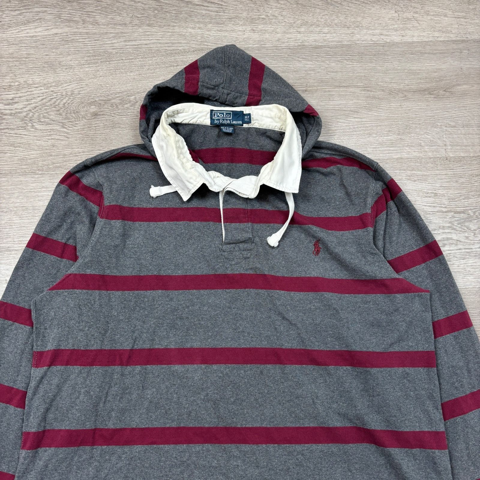 Polo Ralph Lauren × Vintage Vintage Polo Ralph Lauren Hooded Rugby Shirt Long Sleeve XLT Size US XL / EU 56 / 4 - 2 Thumbnail