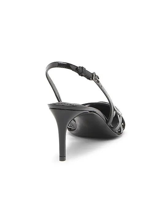 Dolce & Gabbana os11x0326 Lollo 60mm Leather Slingback Pumps in Black Size US 7.5 / IT 37.5 - 3 Thumbnail