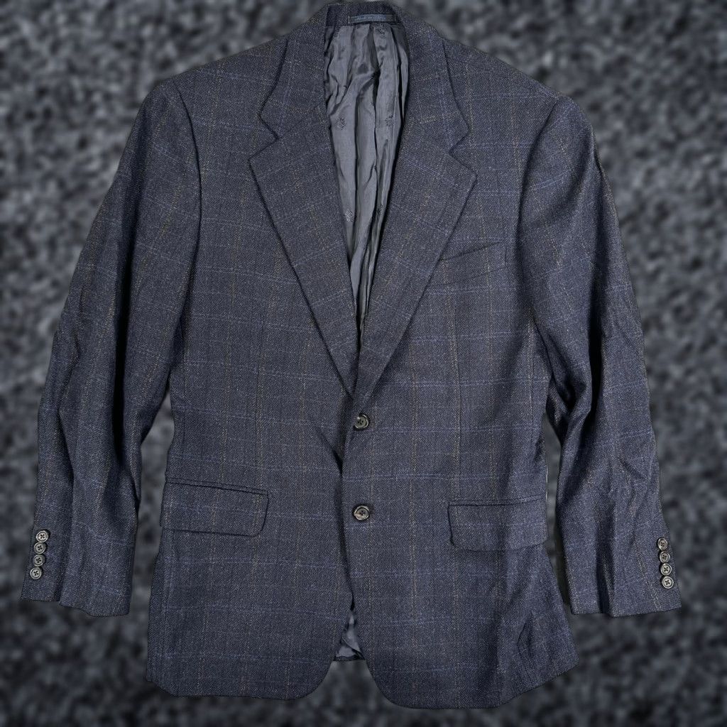 Isaia Gianluca Isaia Sport Coat Mens 40 Blue Herringbone Wool Cashmere Italy Size US XXS / EU 40 - 1 Thumbnail