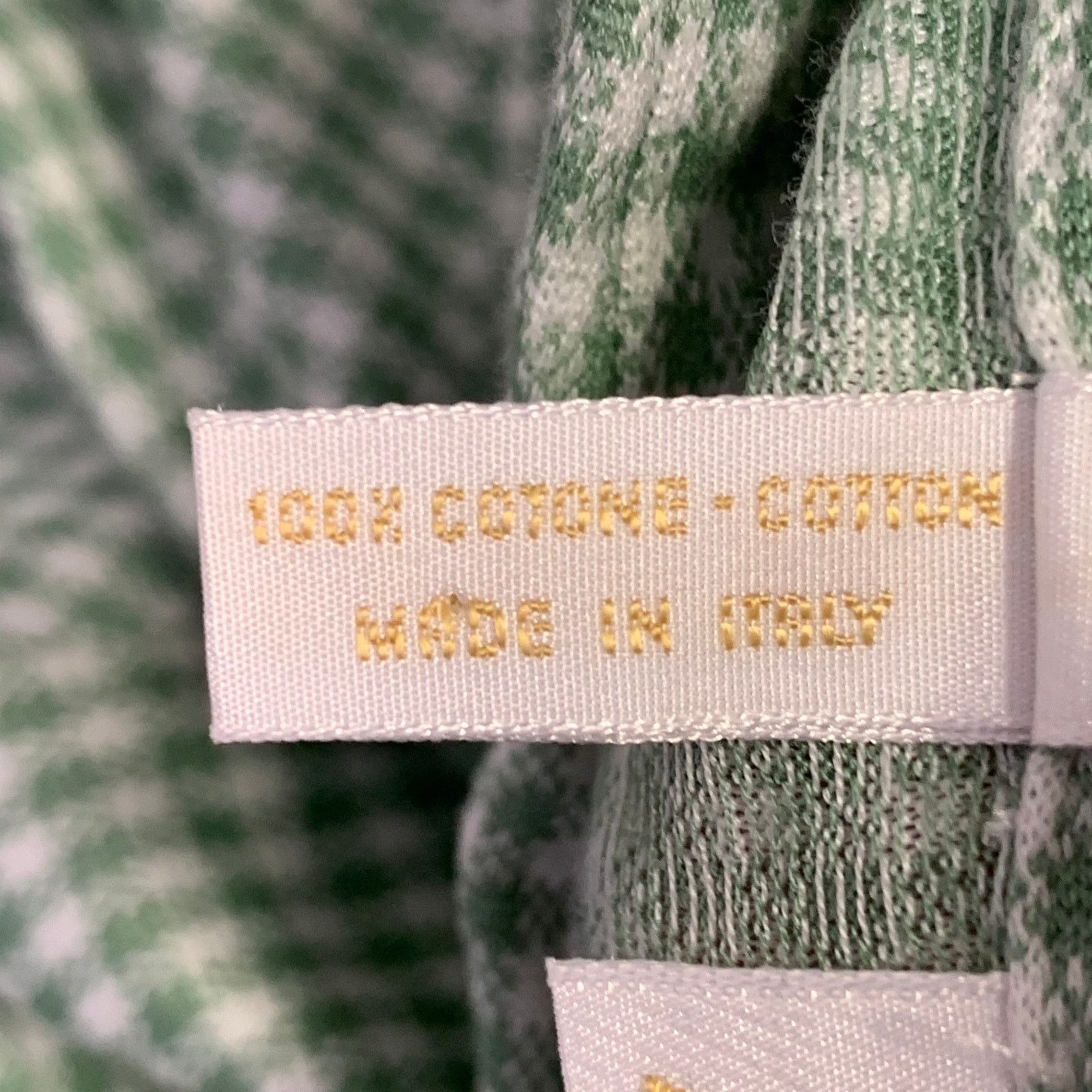Brioni BRIONI Size L Green White Checkered Cotton Half Placket Polo Size US L / EU 52-54 / 3 - 5 Thumbnail