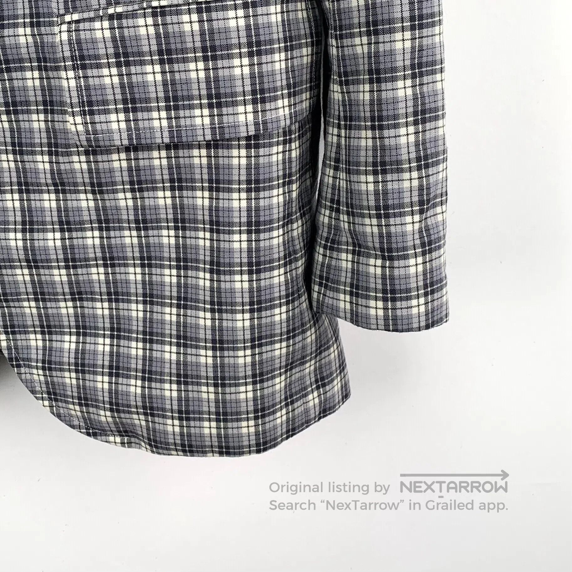 Thom Browne Thom Browne Gray Plaid Wool Collar Single-Breasted Long-Sl Size S / US 4 / IT 40 - 4 Thumbnail