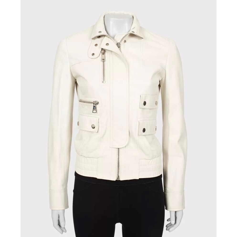 Dolce & Gabbana Dolce & Gabbana White Leather Jacket IT 40 / S Size S / US 4 / IT 40 - 1 Thumbnail