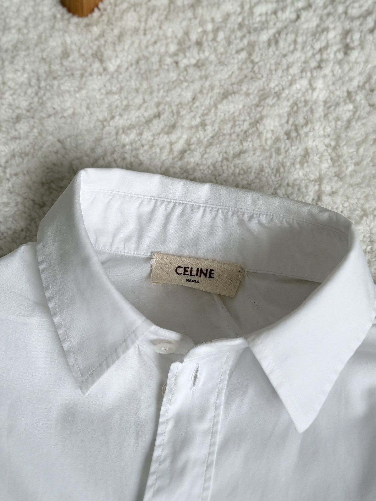 Celine Celine Paris Cropped White Shirt Pocket Logo Oversized Fit Size XS / US 0-2 / IT 36-38 - 11 Thumbnail