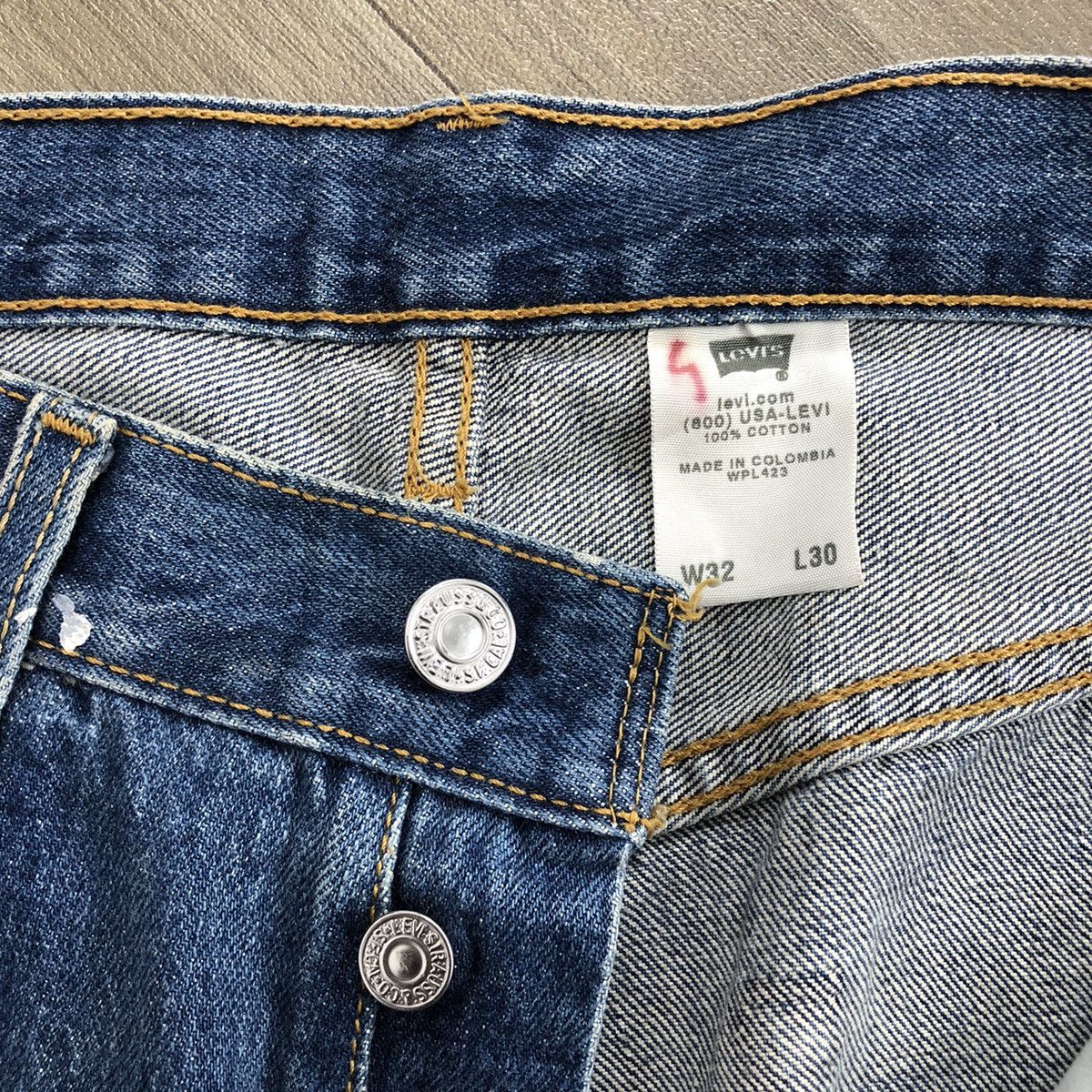 Levi's 90s Vintage Levis 501 USA Rework Painted Custom Blue Jeans Size US 34 / EU 50 - 12 Thumbnail