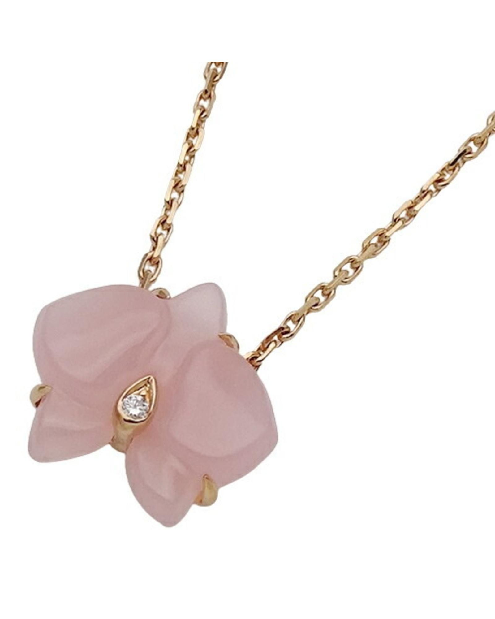 image of Cartier Rose Gold Orchid Necklace With Diamonds, Women's