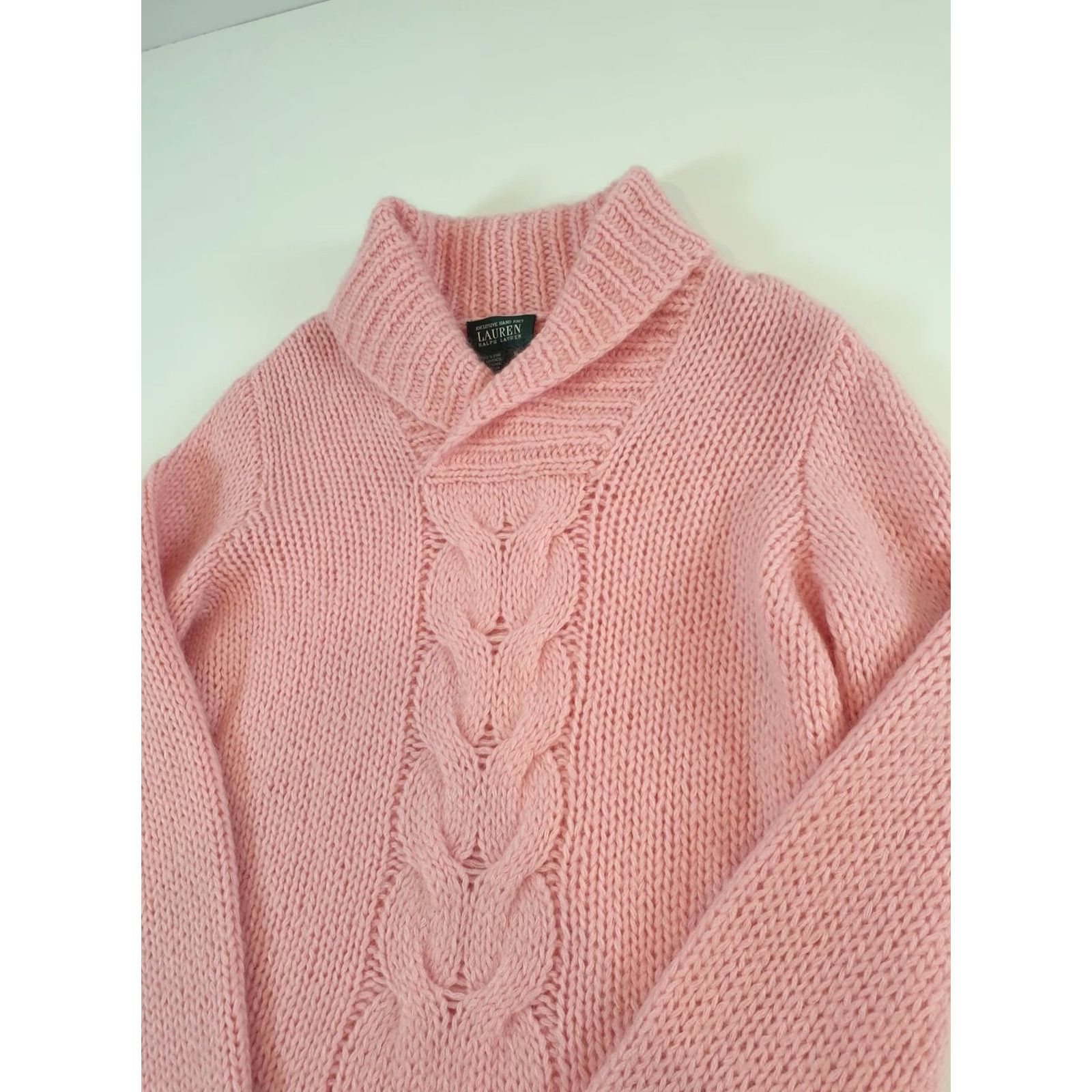 Ralph Lauren VINTAGE Lauren Ralph Lauren Sweater Womens XL Cable Knit Mohair Wool Shawl Collar Pullov Size XL / US 12-14 / IT 48-50 - 2 Thumbnail