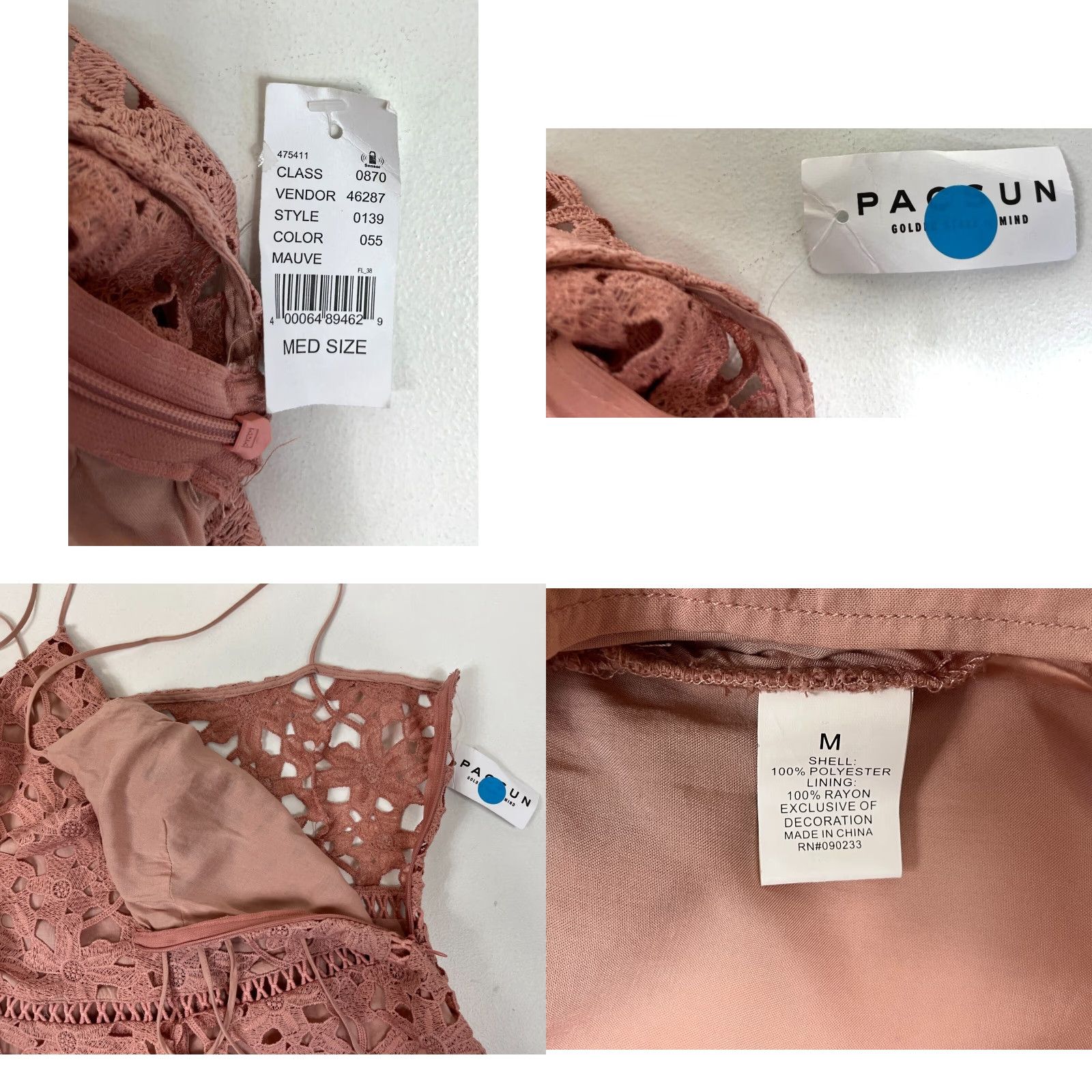 Vintage NWT Kendall & Kylie Women's Romper Lace Floral Mauve Sz M Size 32" / US 10 / IT 46 - 8 Thumbnail