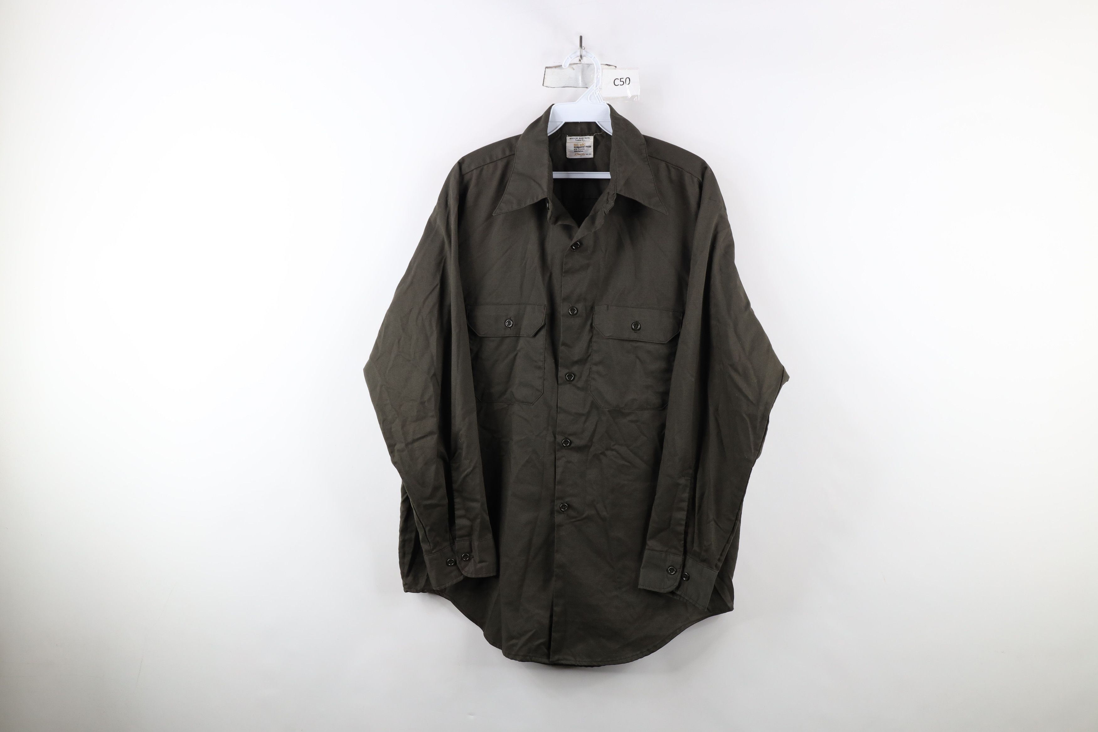 Vintage 60s 70s Big Mac Workwear Mechanic Work Button Shirt