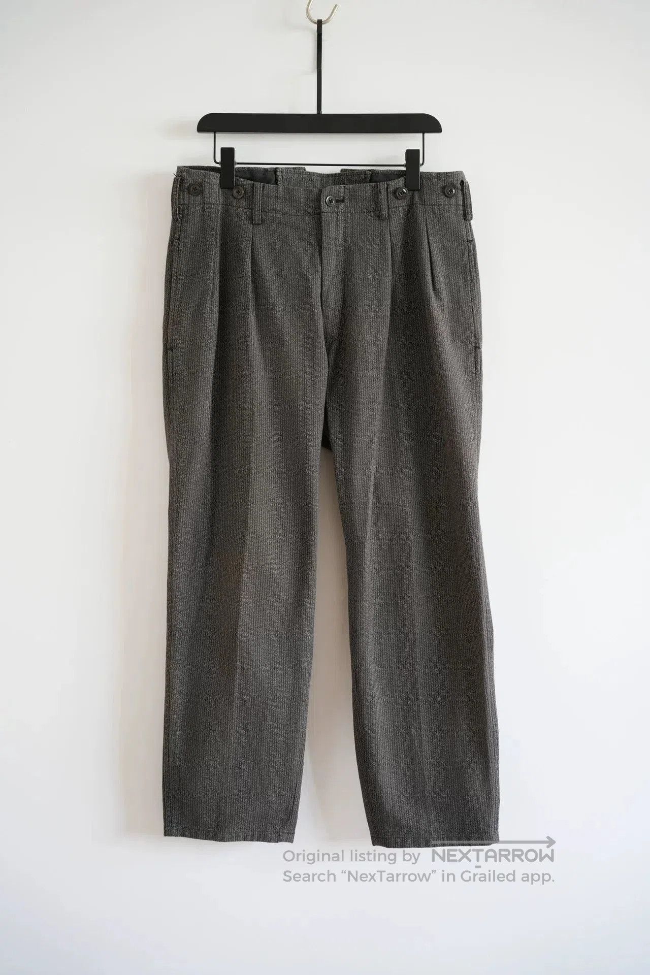 yohji yamamoto gray striped flared trousers.