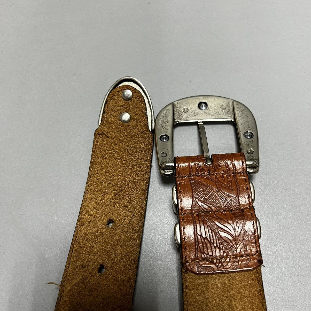 Vintage Vintage leather belt with buckle Size ONE SIZE - 11 Thumbnail