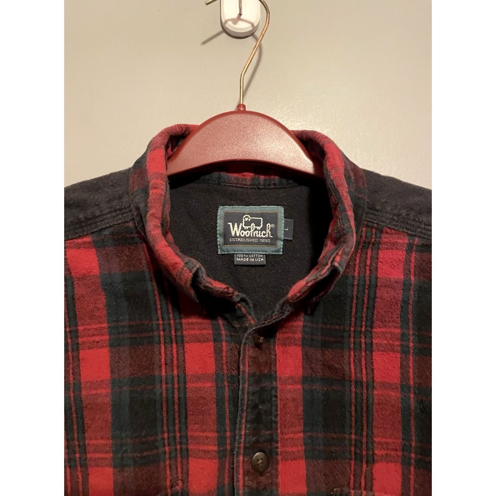 Vintage VINTAGE Woolrich Shirt Mens L Red Plaid Button-Up Long Sleeve Cotton Flannel Pockets USA Size US L / EU 52-54 / 3 - 2 Thumbnail