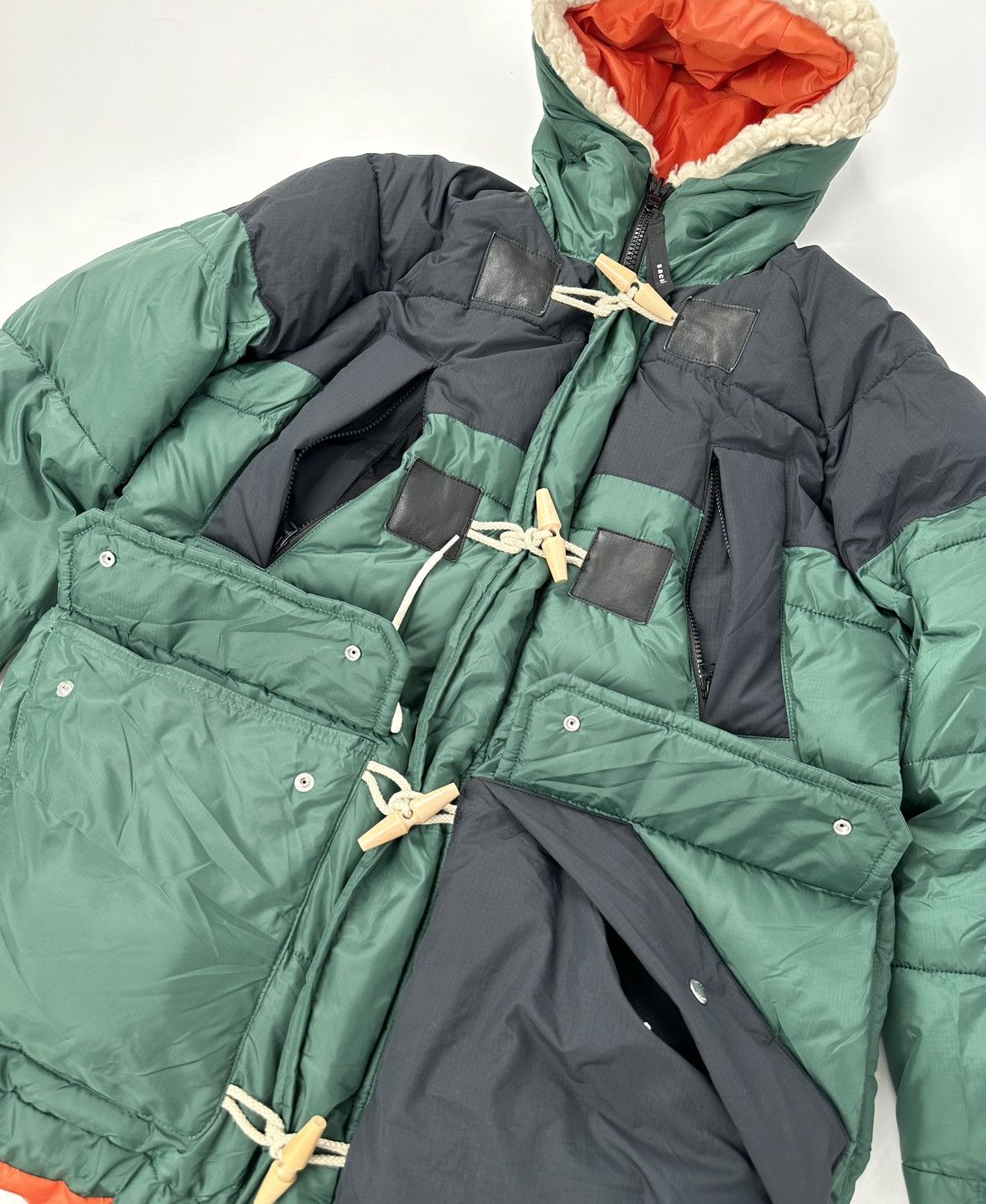 Sacai Sacai F/W21 Mixed Media Padded Coat Montgomery Colour Block Size US M / EU 48-50 / 2 - 3 Thumbnail