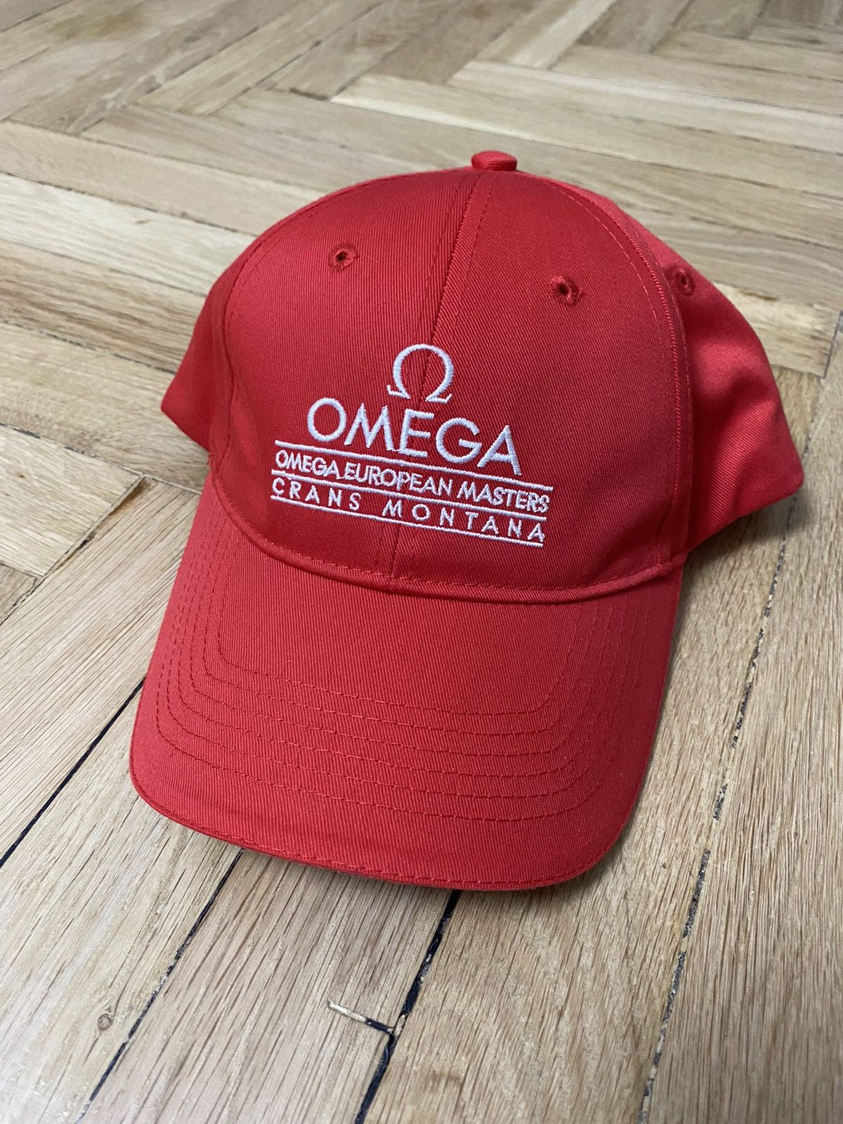 Omega OMEGA Baseball Hat Red/White Embroidered Adjustable Cap Size ONE SIZE - 1 Thumbnail