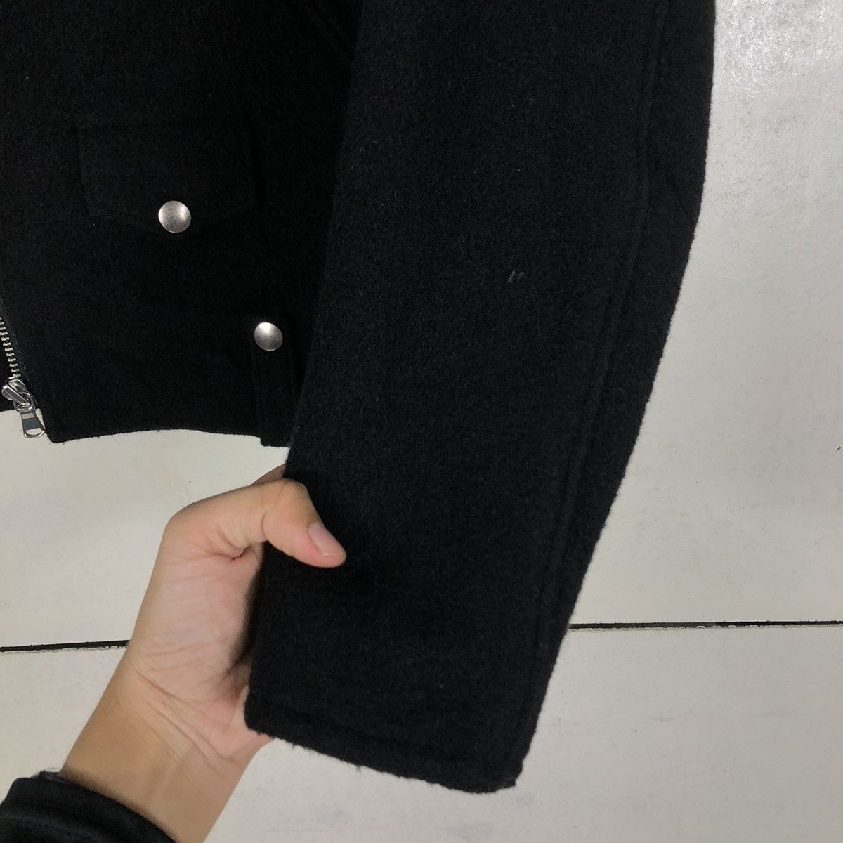 Japanese Brand 📌CROPPED WOOL BIKER JACKET BEAUTY & YOUTH DOUBLE COLLAR Size US S / EU 44-46 / 1 - 16 Thumbnail