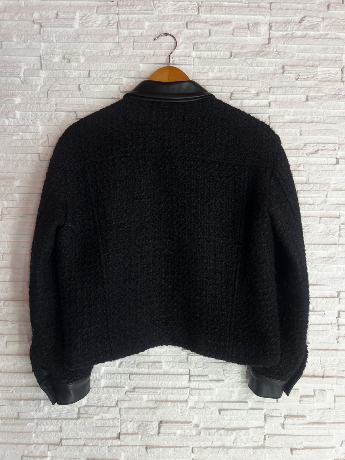Sandro Sandro Tweed Jacket with Leather Details Size S / US 4 / IT 40 - 4 Thumbnail