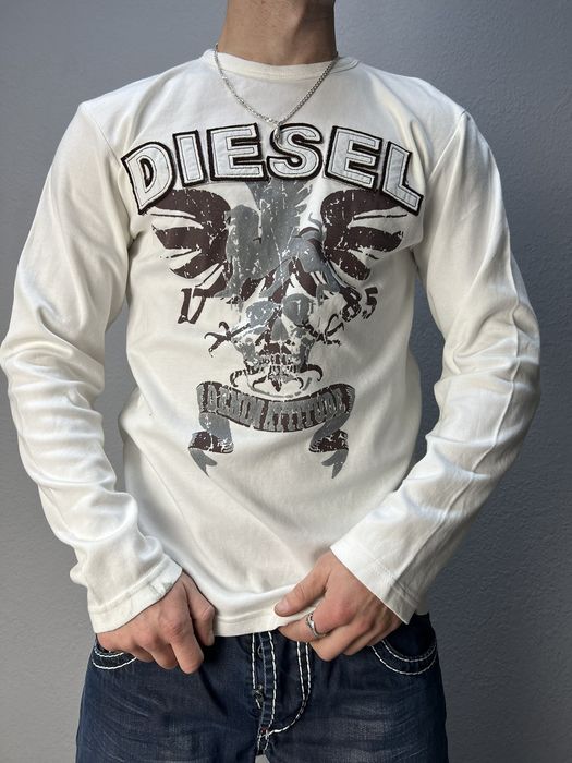 Diesel VINTAGE Y2K ARCHIVE LOGO DIESEL LONGSLEEVE SWEATSHIRT | Grailed