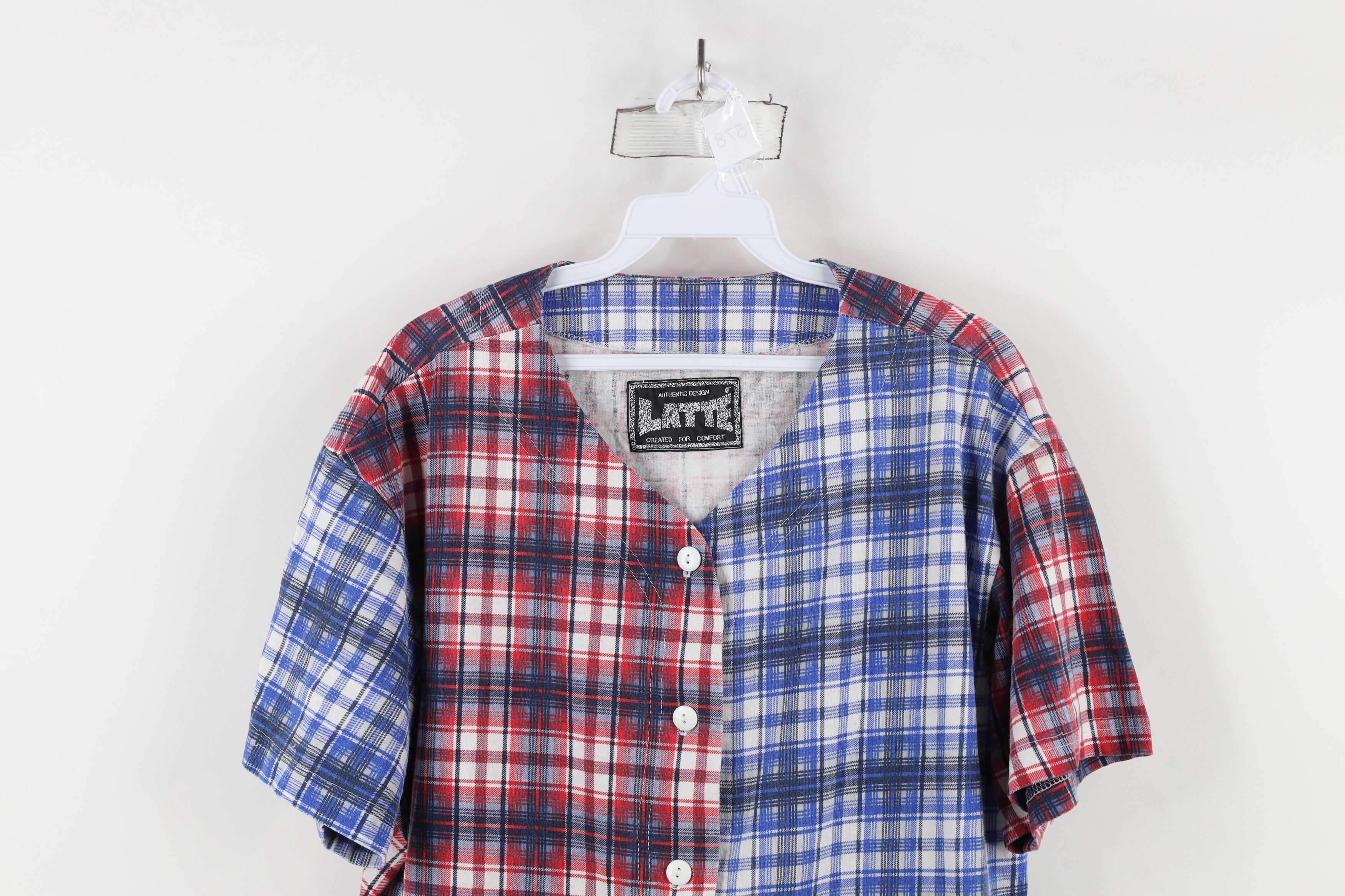 Vintage Vintage 90s Streetwear Block Flannel Baseball Jersey Plaid Size XL / US 12-14 / IT 48-50 - 2 Thumbnail