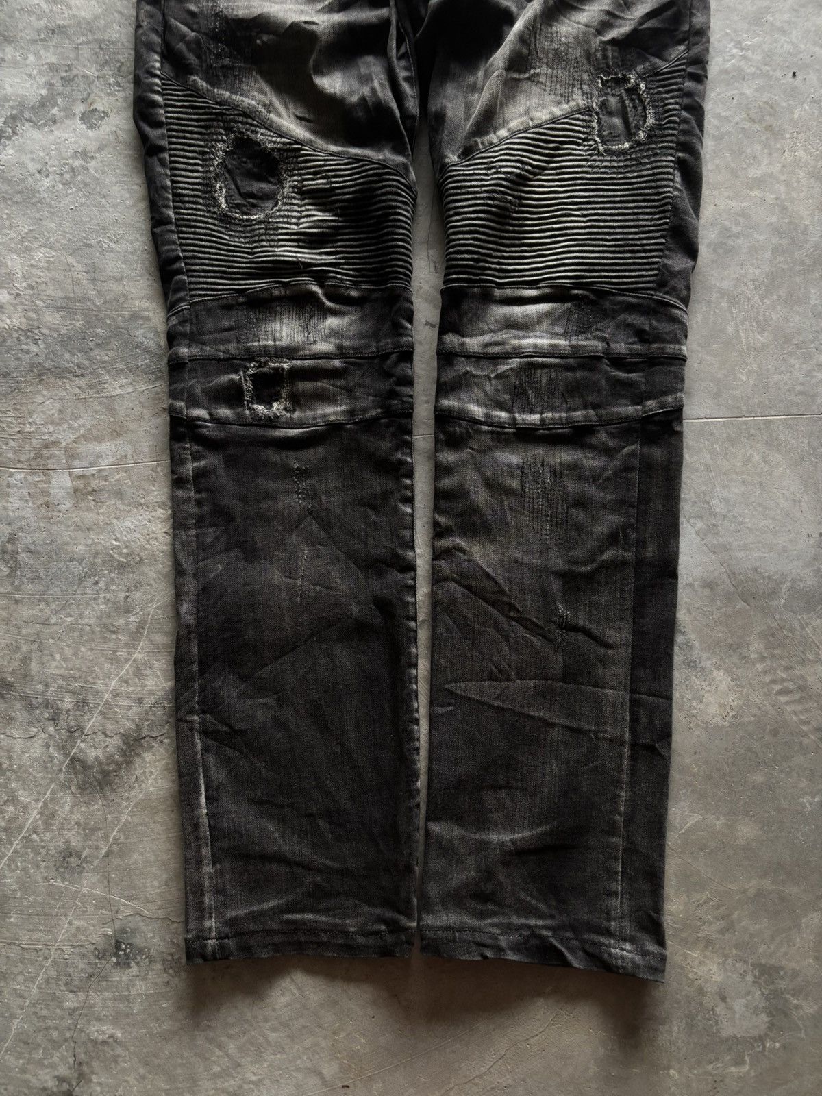 In The Attic IN THE ATTIC BIKER PANT BALMAIN STYLE SASHIKO DISTRESSED Size US 34 / EU 50 - 16 Thumbnail