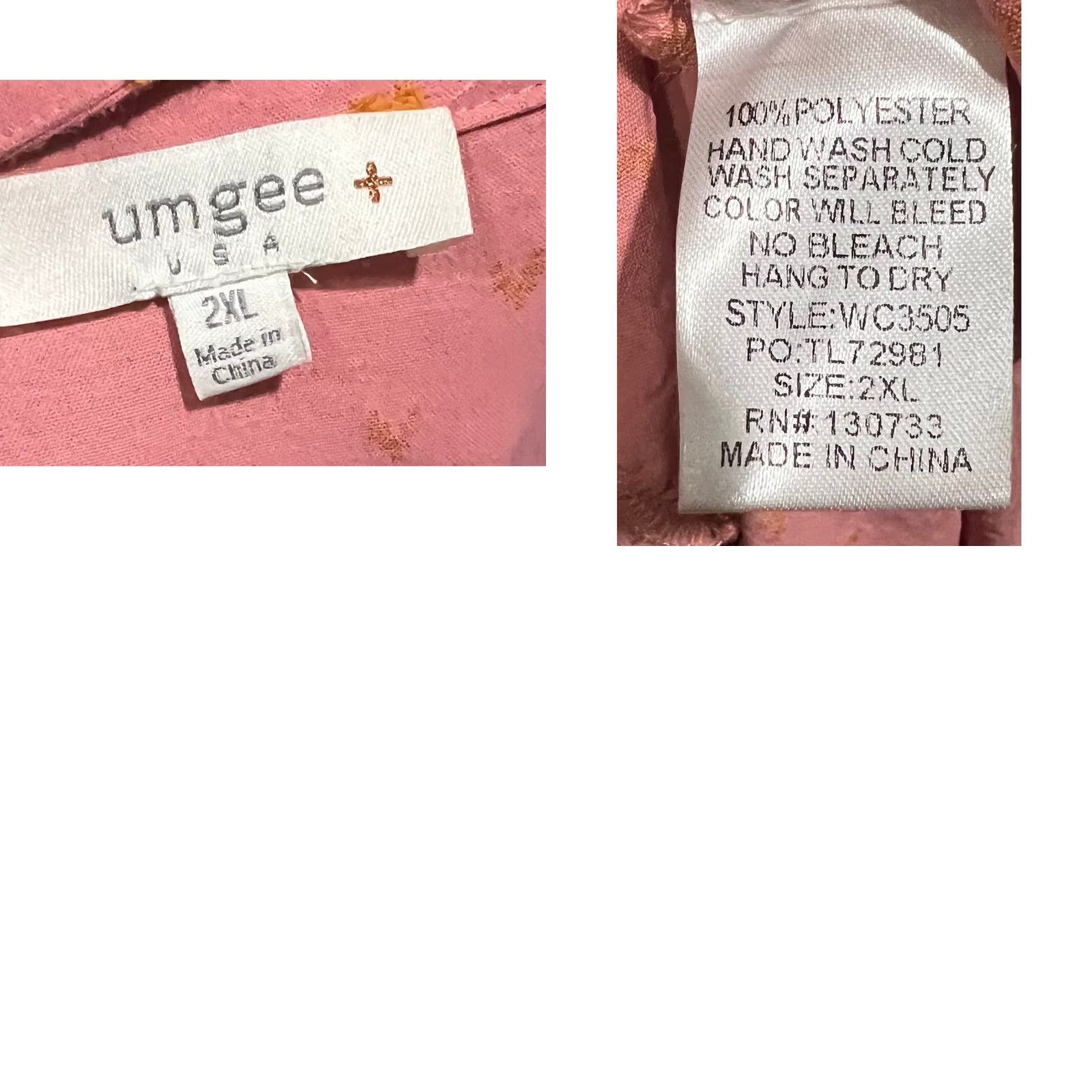 Pinko VINTAGE Umgee Dress Flutter Sleeve Mini Pink Orange Embroidered 2XL Women’s Bohemian Romantic Short Sleeve Party/Cocktail Casual Size XXL / US 16-18 / IT 52-54 - 8 Thumbnail