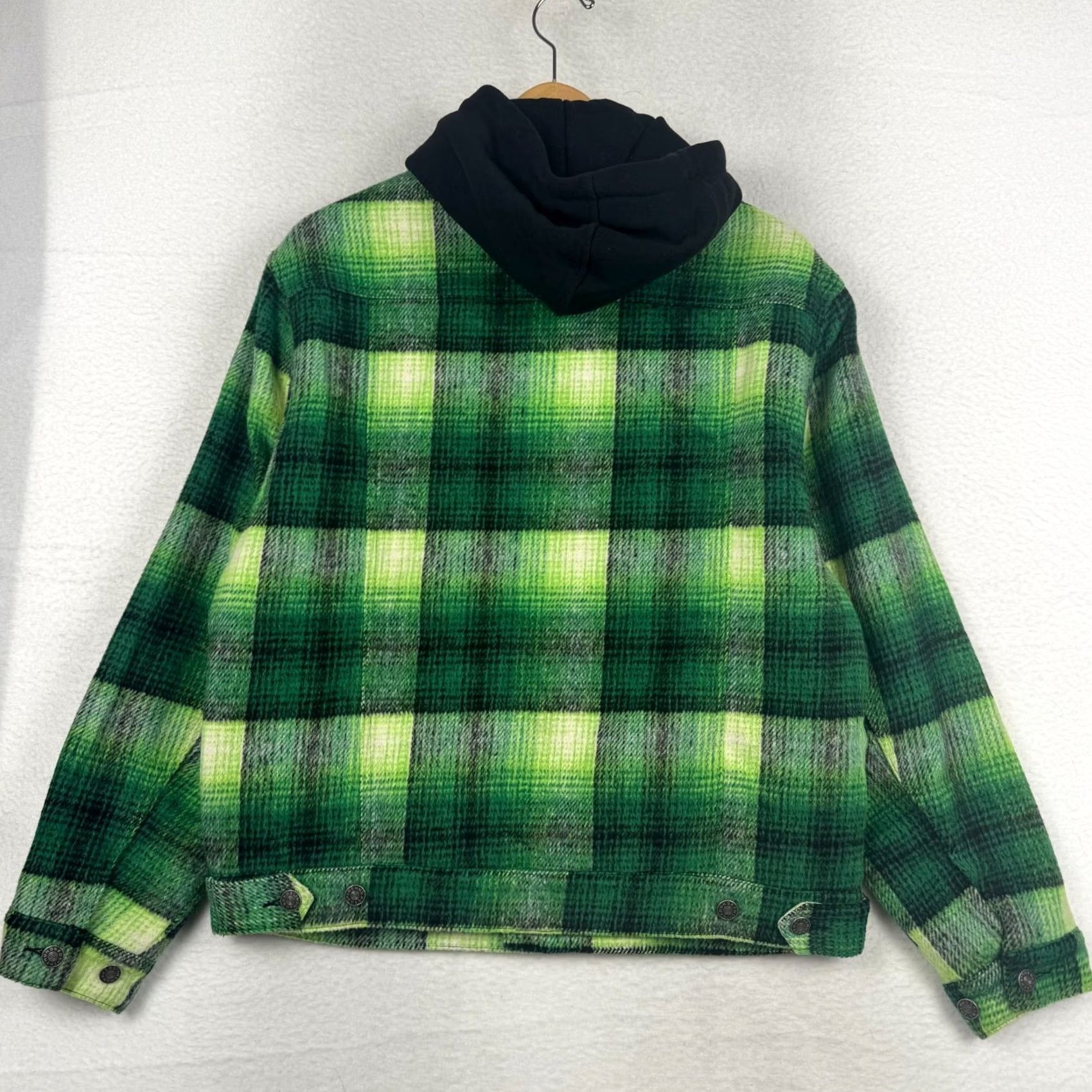 The Hundreds The Hundreds Hoodie Jacket Green Plaid Layered Coat Overcoat Hooded Men M Regular Spring Fall Winter Climate Streetwear Size US M / EU 48-50 / 2 - 7 Thumbnail