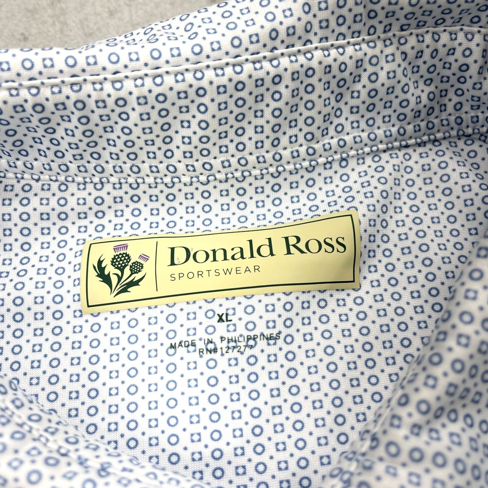 Vintage Donald Ross Polo Shirt Mens XL White Abstract Geometric O Link Golf Long Sleeve Polo Shirt Size US XL / EU 56 / 4 - 3 Thumbnail