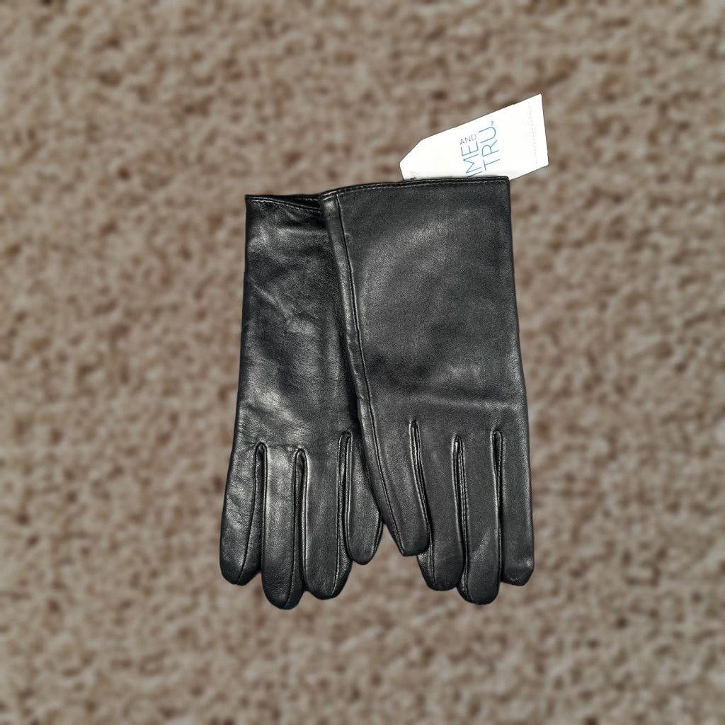 Vintage Time And Tru Gloves Women One Size Black Leather Lined NEW Glove Wrist Warm Winter Size ONE SIZE - 1 Thumbnail