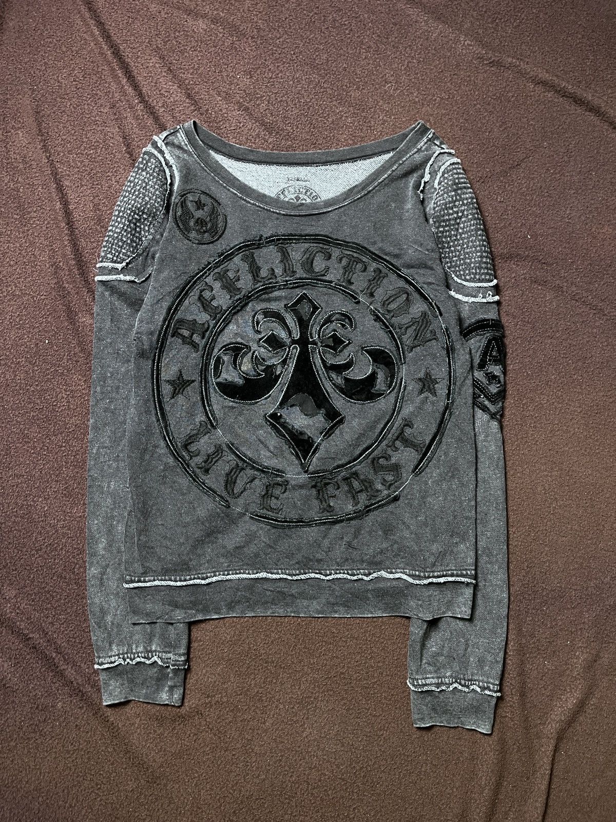 Japanese Brand AFFLICTION DISTRESSD SWEATSHIRT Size US XS / EU 42 / 0 - 5 Thumbnail