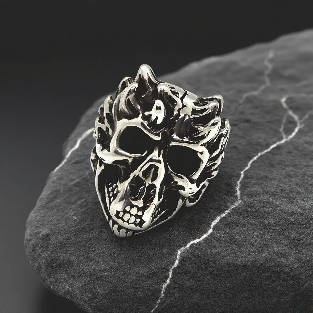 Jewelry Skull Titanium Steel Ring Size ONE SIZE - 1 Thumbnail