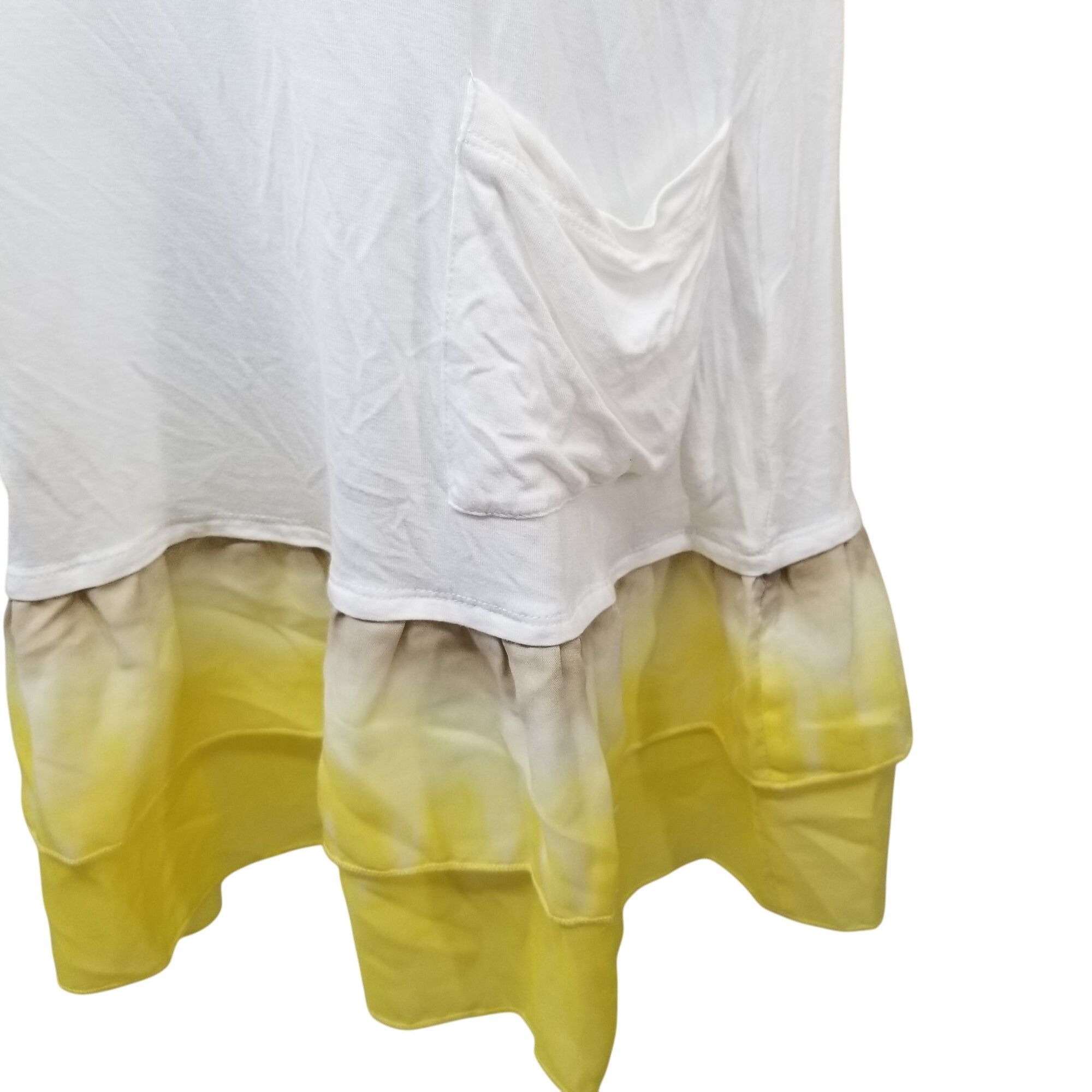Other LOGO S White Yellow Tunic Top Stretch Knit Ruffle Hem Lori G Size S / US 4 / IT 40 - 5 Thumbnail