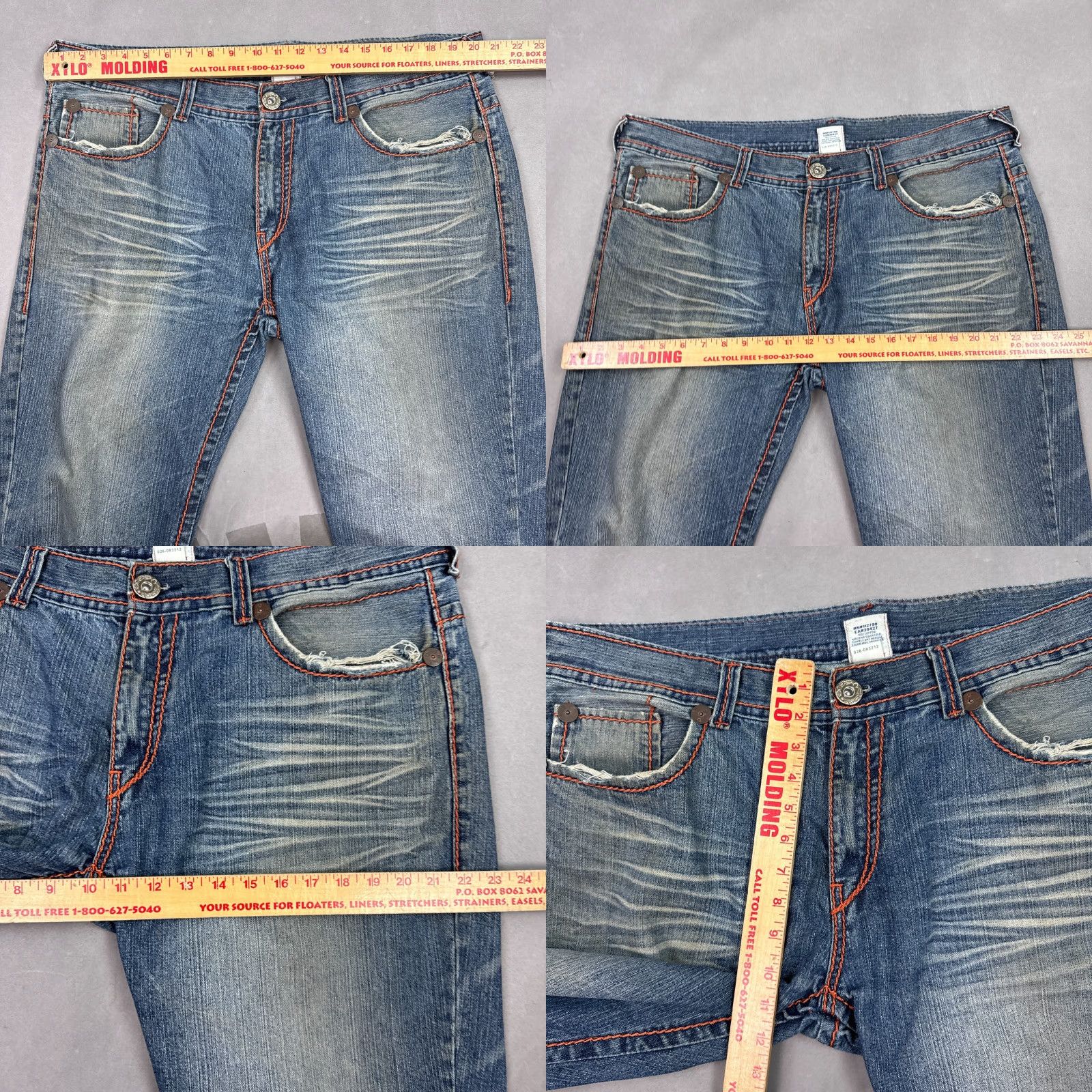 True Religion True Religion Jeans Men 42x34 Bobby Big T Thrashed Destroyed Denim Pants Denim Blue 5-Pocket Regular Fit Straight Mid Rise Jeans Mens Size US 42 / EU 58 - 10 Thumbnail
