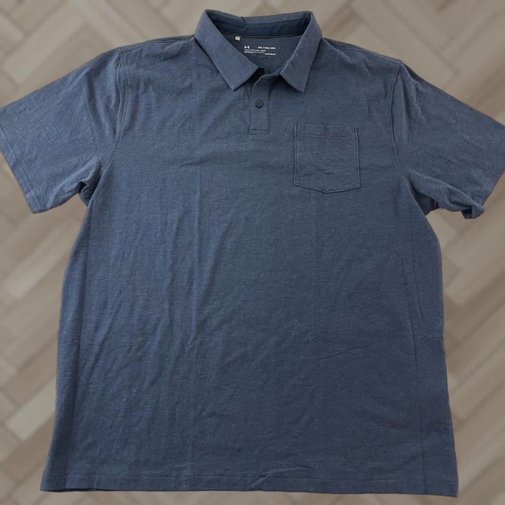 Under Armour Under Armour HeatGear Polo Shirt Mens 2XL Button Front Short Sleeve Blue Under Armour Size US XXL / EU 58 / 5 - 1 Thumbnail