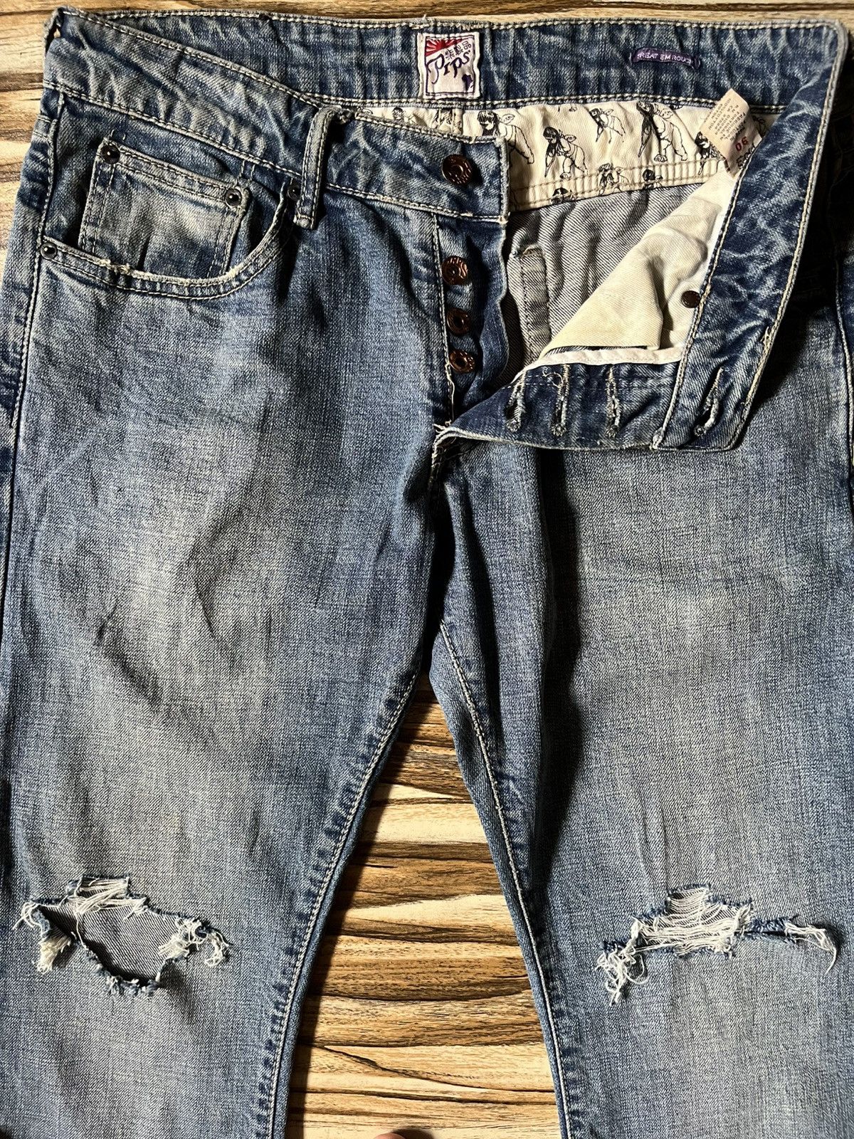 Prps Prps Distressed Blue Jean Jeans Fly Button 501 Cutting Size US 30 / EU 46 - 5 Thumbnail