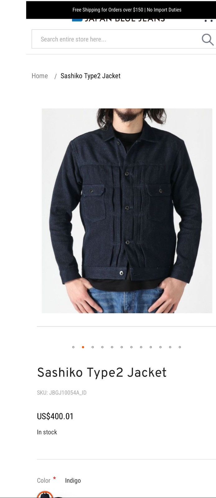 Japan Blue Type II Sashiko Jacket Japan Blue Denim Size US S / EU 44-46 / 1 - 7 Thumbnail