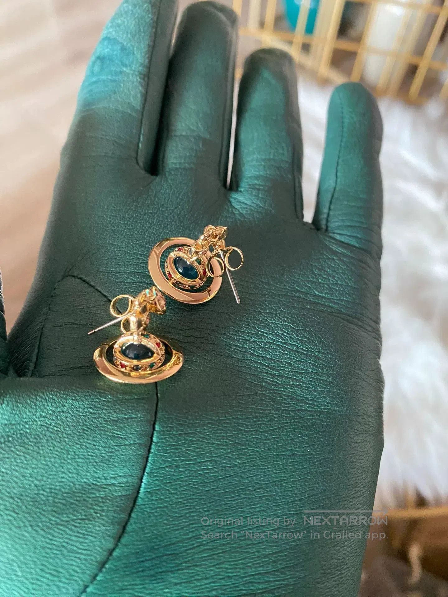 Vivienne Westwood Vivienne Westwood Blue Gold Orb Earrings. Size ONE SIZE - 3 Thumbnail