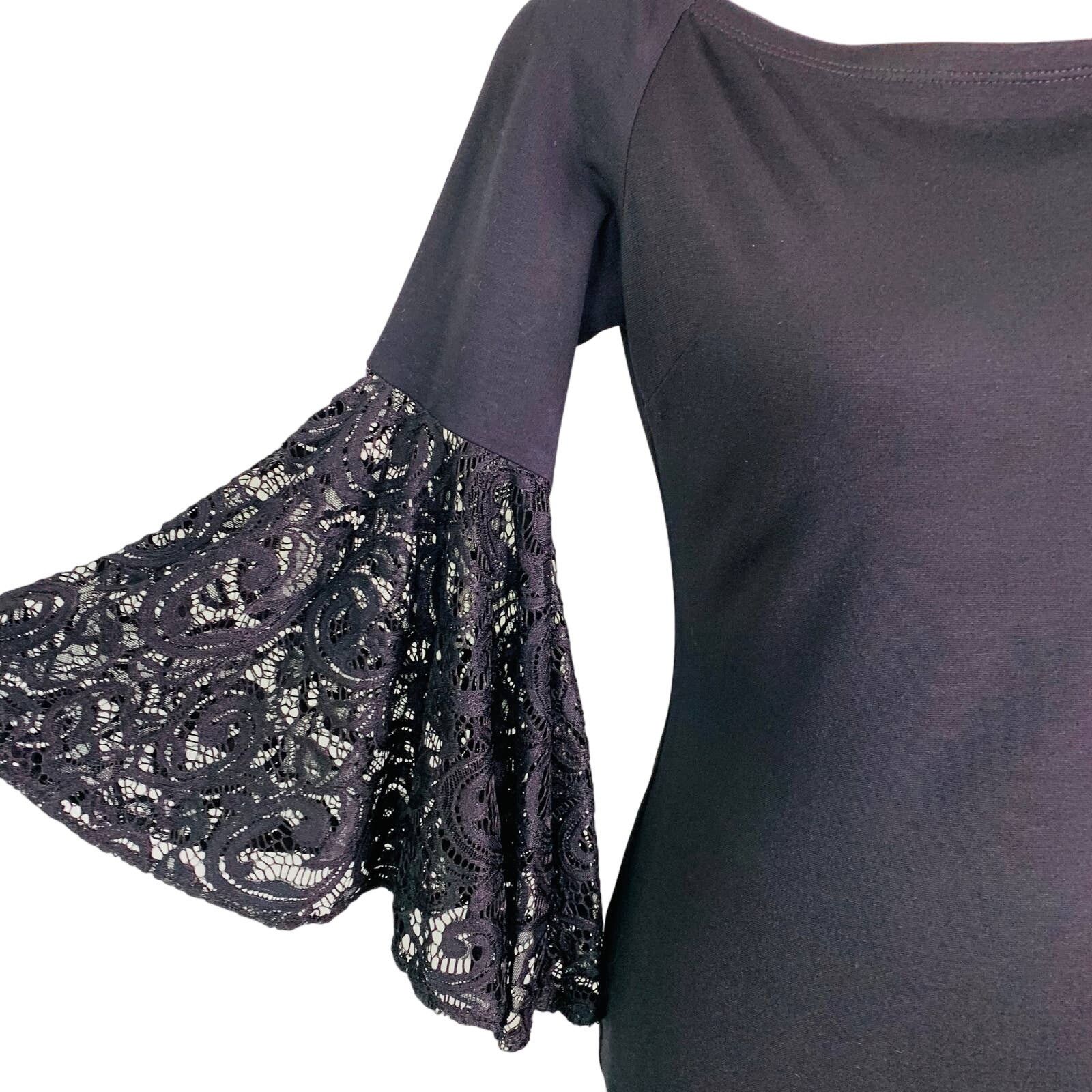 Bar III Bar III Dress M Anthracite Black Lace Bell Sleeves New Size M / US 6-8 / IT 42-44 - 3 Thumbnail