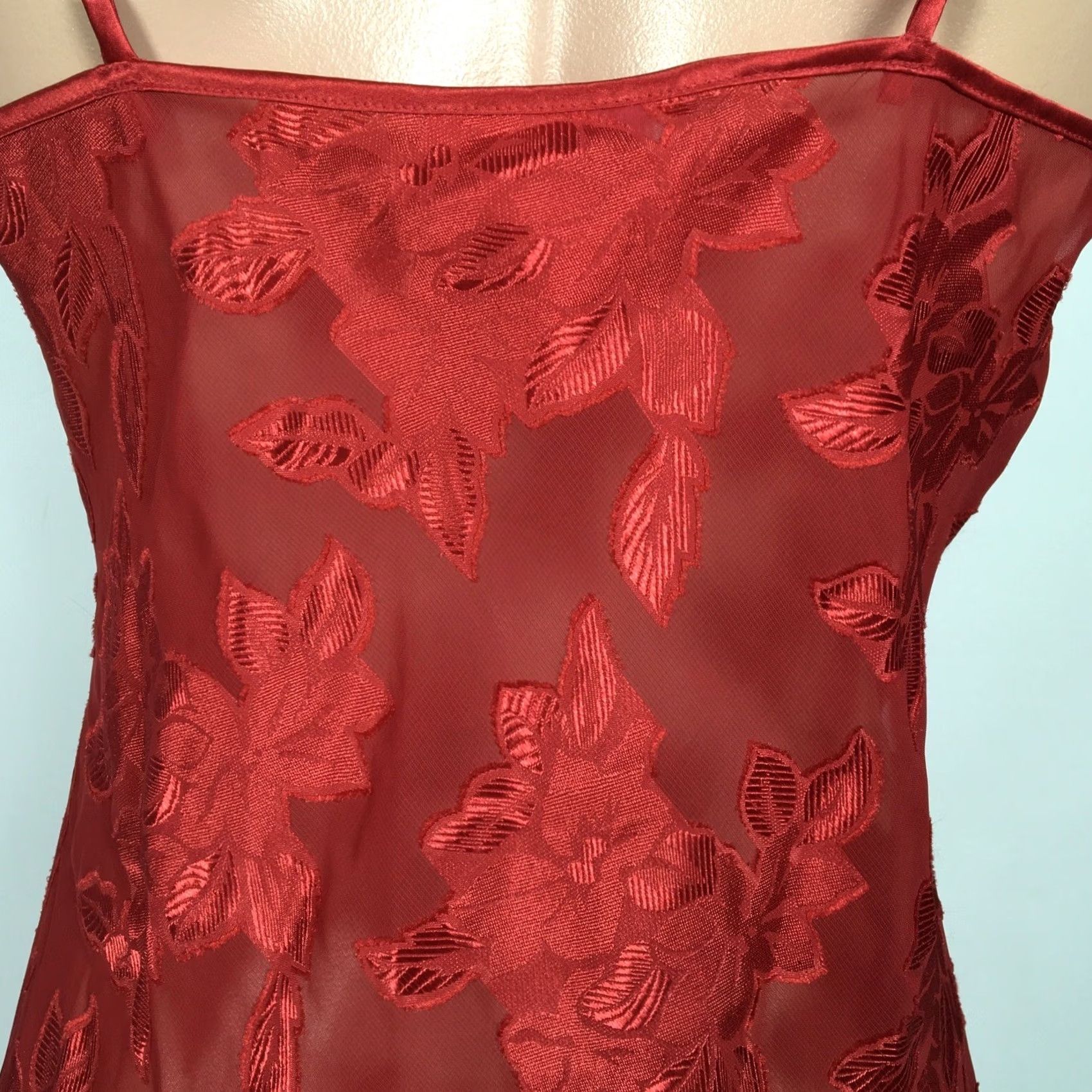 Vintage VTG 90s y2k Honors Intimates Floral Roses Sheer Lace Sexy Chemise Lingerie Gown Red Size S Womens Size ONE SIZE - 6 Thumbnail