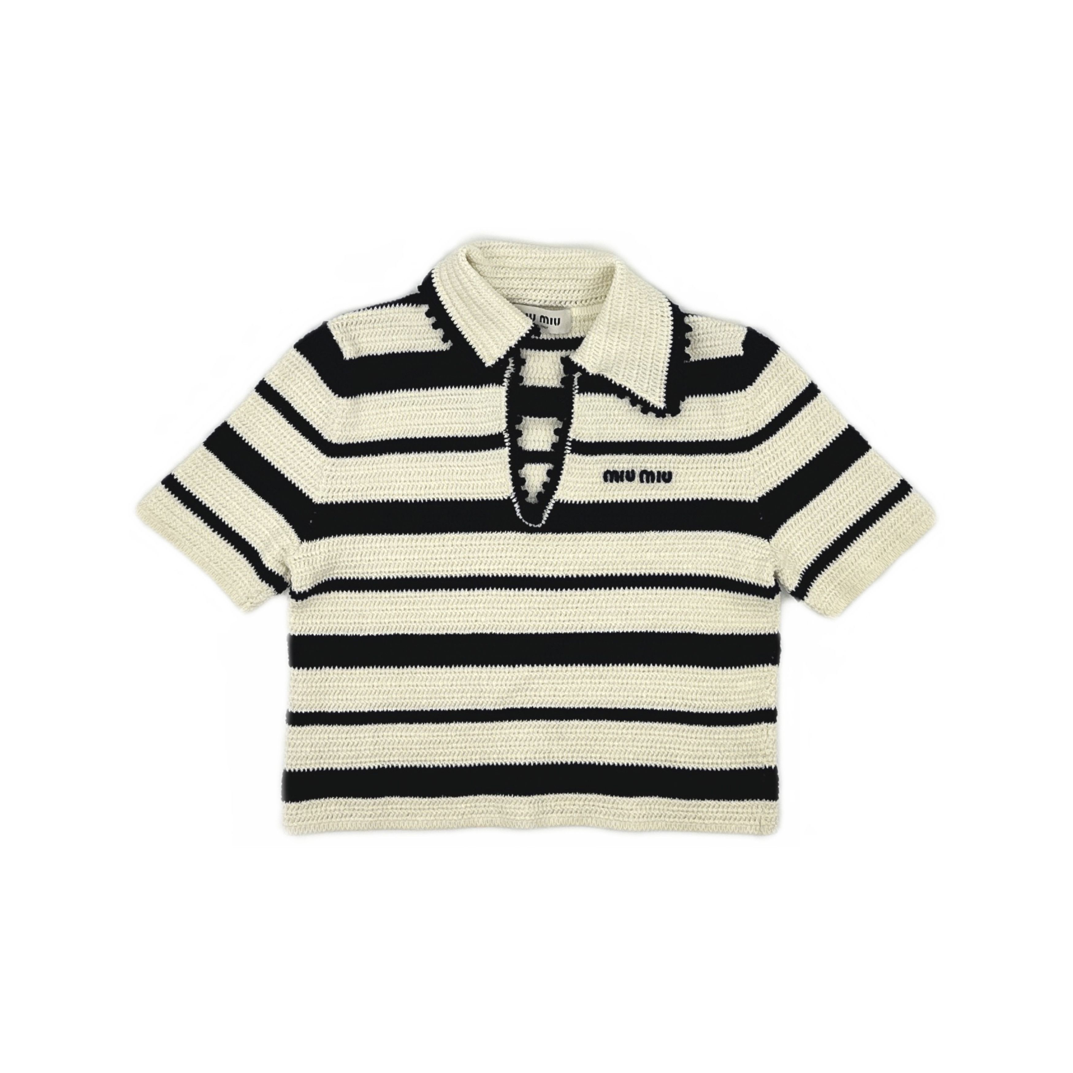 Miu Miu Miu Miu Striped Knit Polo Size 36 Size XS / US 0-2 / IT 36-38 - 1 Thumbnail