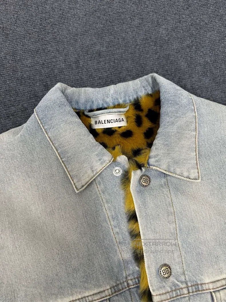 Balenciaga Balenciaga Lined Leopard Print Denim Jacket Size XXS / US 00 / IT 34 - 5 Thumbnail
