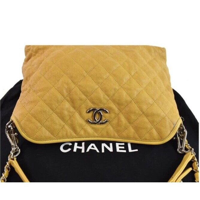 Chanel Chanel French Riviera Quilted CaviarLeather Hobo Bag Yellow Size ONE SIZE - 11 Thumbnail