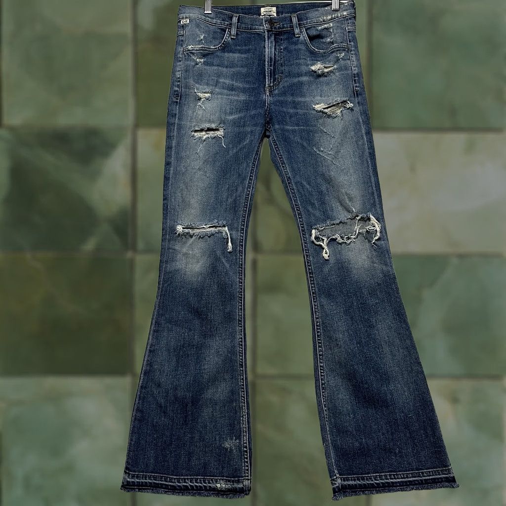 Citizens Of Humanity VINTAGE Citizens of Humanity Drew Flip Flop Flare Denim Jeans 28 Blue Womens Wide Leg 5-Pocket Distressed Jeans Size 28" / US 6 / IT 42 - 1 Thumbnail