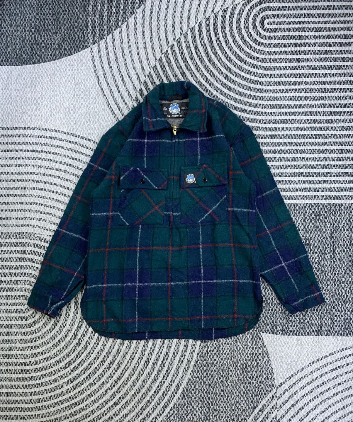 Vintage Vintage Swanndri N.Zealand Green Checked Halfzip Wool Jacket Size US M / EU 48-50 / 2 - 1 Thumbnail