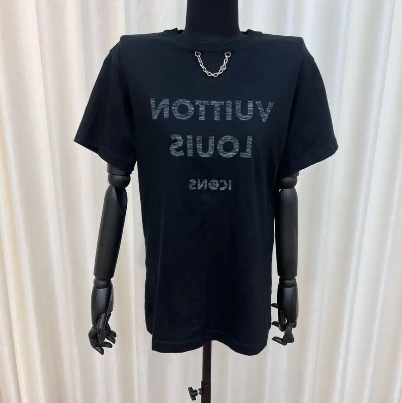 Louis Vuitton Louis Vuitton Black Cotton T-Shirt for Women 0089 Size L / US 10 / IT 46 - 1 Thumbnail