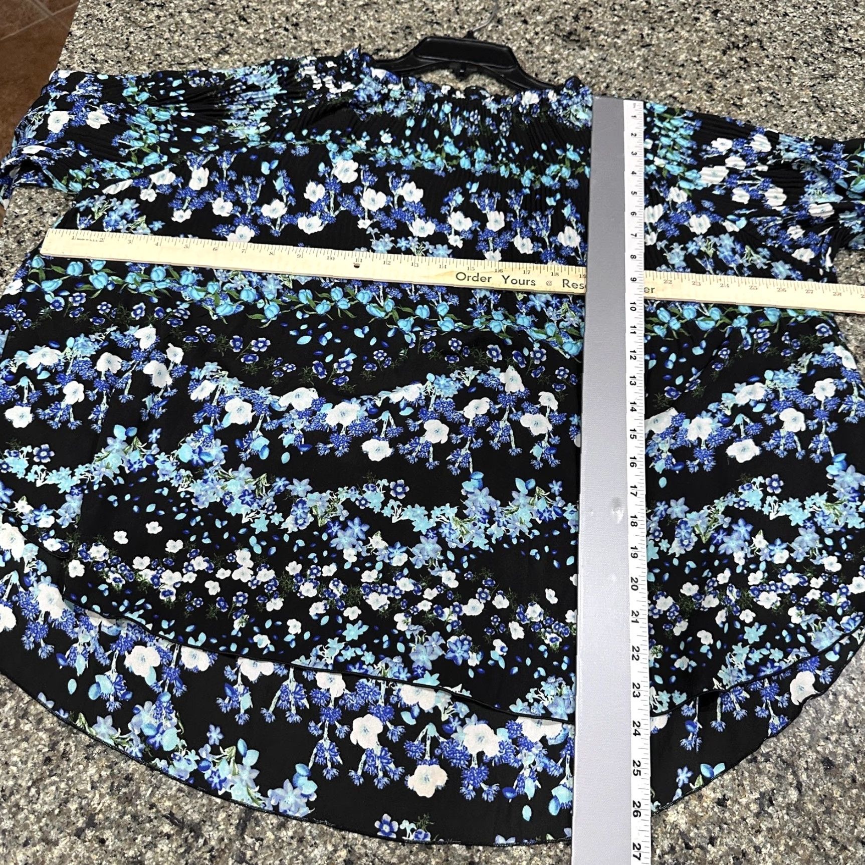 Worthington Worthington Blouse Women XL Black Blue Floral Pleated Smocked Peasant Top Boho Size XL / US 12-14 / IT 48-50 - 6 Thumbnail