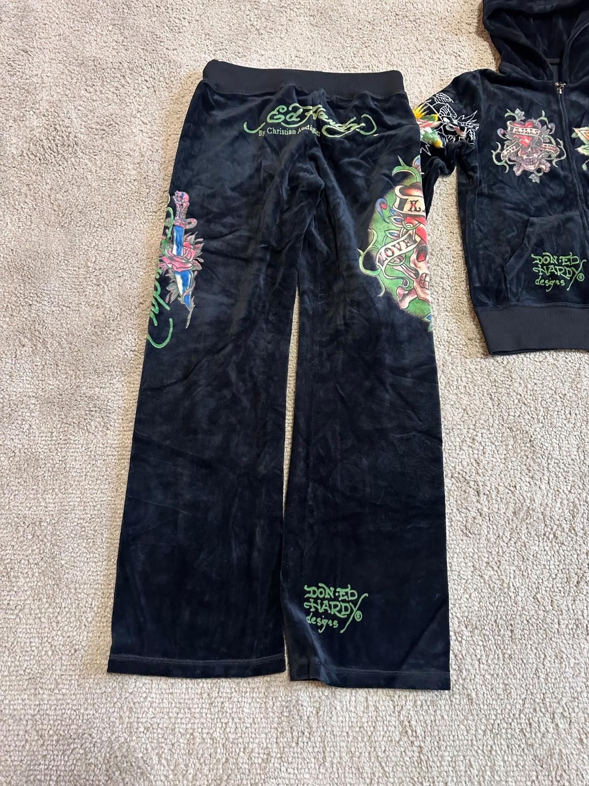Ed Hardy Vintage Y2k Ed Hardy Tattoo Cropped Jacket pants Bundle Size L / US 10 / IT 46 - 2 Thumbnail